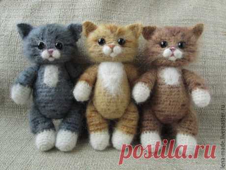 Купить Игрушка кошечка полосатая. Вязаная игрушка. Игрушка крючком котенок. - вязаная игрушка