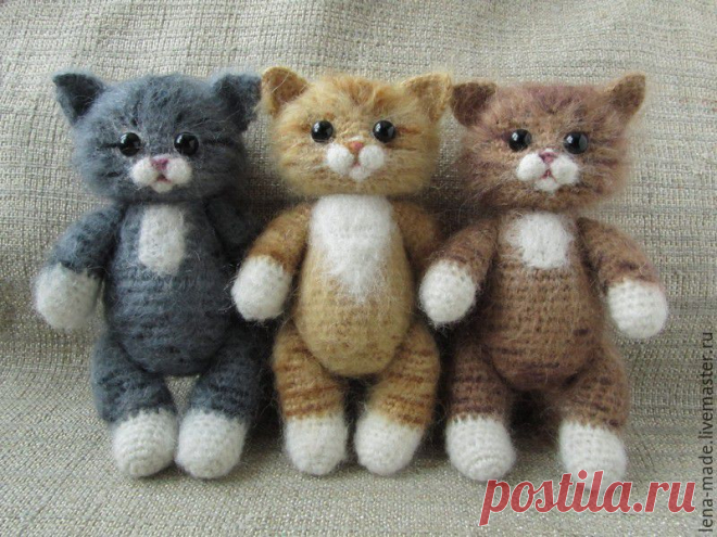 Купить Игрушка кошечка полосатая. Вязаная игрушка. Игрушка крючком котенок. - вязаная игрушка