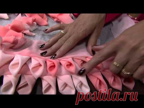 Коврик — цветок из лоскутов — Рукоделие
