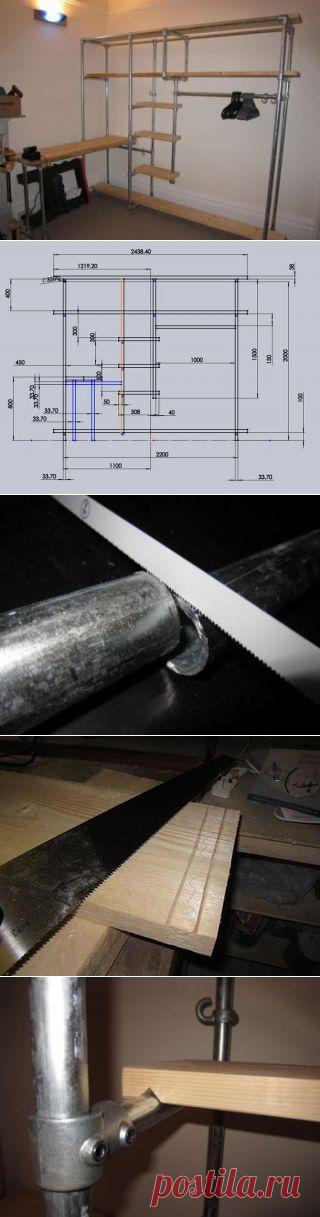 Полноценный стеллаж для одежды из досок и труб — Своими руками