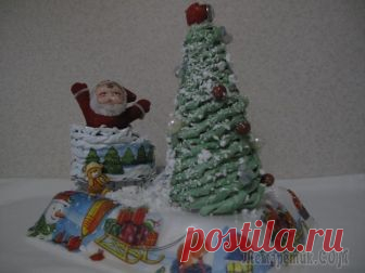 Плетение из газет: МК «Ёлочка и сани Деда Мороза>>