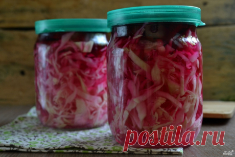 Капуста, маринованная со свеклой в банке