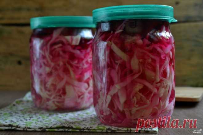 Капуста, маринованная со свеклой в банке