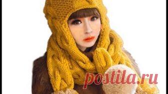 МОДНАЯ ШАПКА-ШАРФ С ПОМПОНАМИ//DIY//TUTORIAL