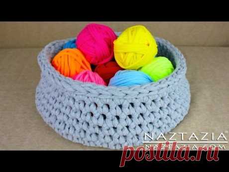 DIY Learn How to Make T-Shirt Yarn &amp; Crochet a Basket (TShirt, T Shirt, Tarn, Trapillo, Zpagetti)