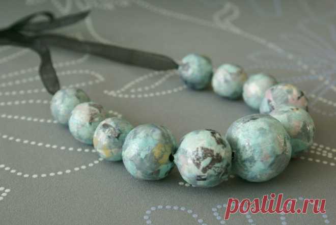 Декорирование бус в технике декопатч. Декупаж. Мастер-класс..