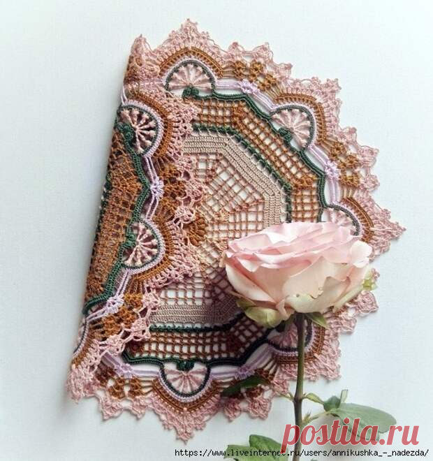 Красивая салфетка необычной расцветки - Сам себе мастер - медиаплатформа МирТесен Красивая салфетка необычной расцветки достойна того, чтобы быть связанной.