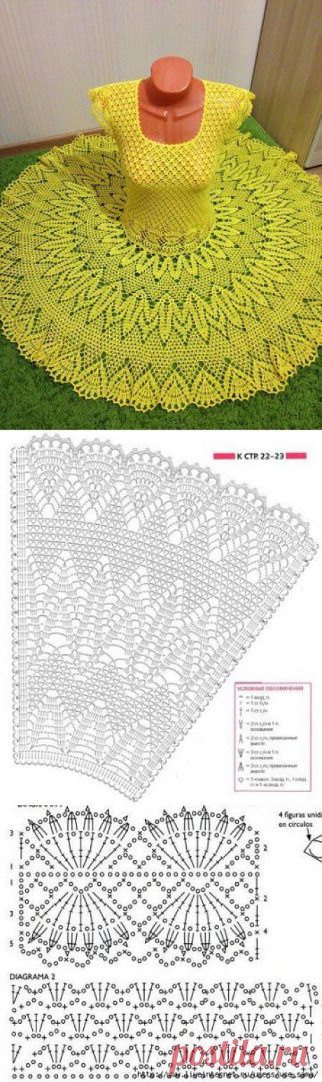 Вязание желтого платья крючком. Вязаное летнее платье крючком схемы | Laboratory household