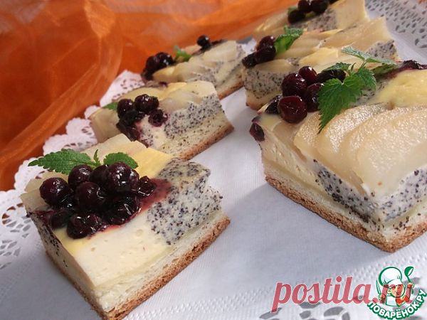Творожно-маковый пирог с грушами - кулинарный рецепт
