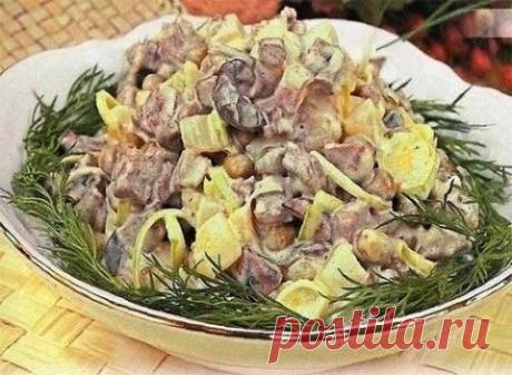 Мясной салат с грибами | Домашняя кулинария