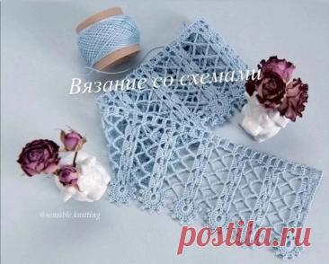 🦋🌶 Поперечное вязание крючком: Узор крючком. Кайма крючком
