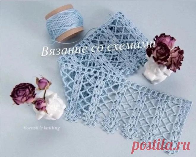 🦋🌶 Поперечное вязание крючком: Узор крючком. Кайма крючком