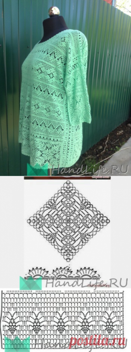 Филейная туника для роскошной дамы / Вязание крючком