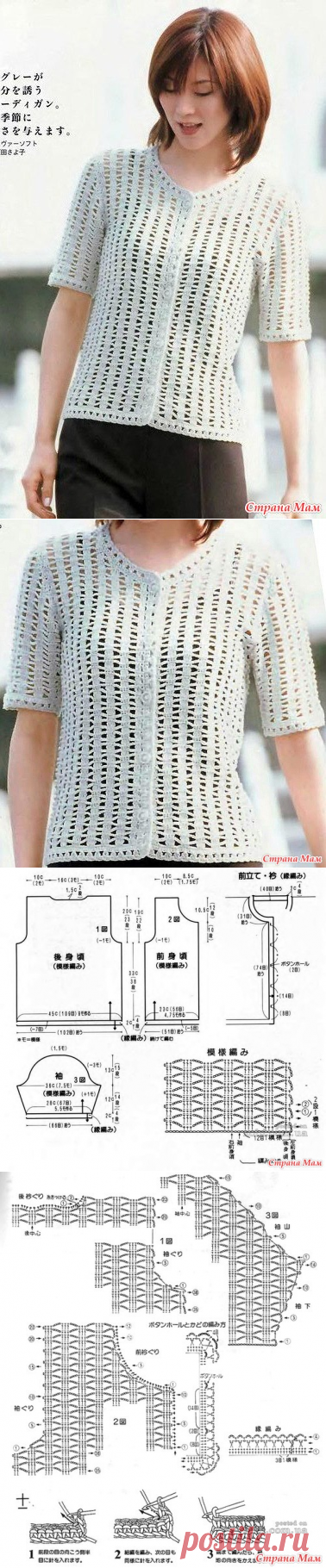 Ажурный жакет с интересным узором. Крючок. - ВЯЗАНАЯ МОДА+ ДЛЯ НЕМОДЕЛЬНЫХ ДАМ - Страна Мам