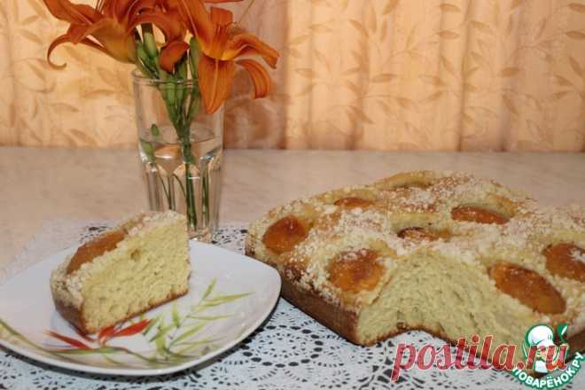 Дрожжевой пирог с абрикосами без замеса руками Кулинарный рецепт