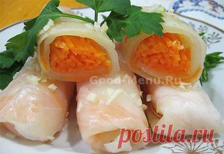 РУЛЕТИКИ ИЗ КАПУСТЫ С МОРКОВЬЮ - рецепт с пошаговыми фото