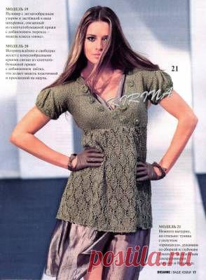 Вязаные туники спицами. Цвет хаки - Туники - Схемы вязания - Модели и схемы вязания спицами 2013 - 2014 года