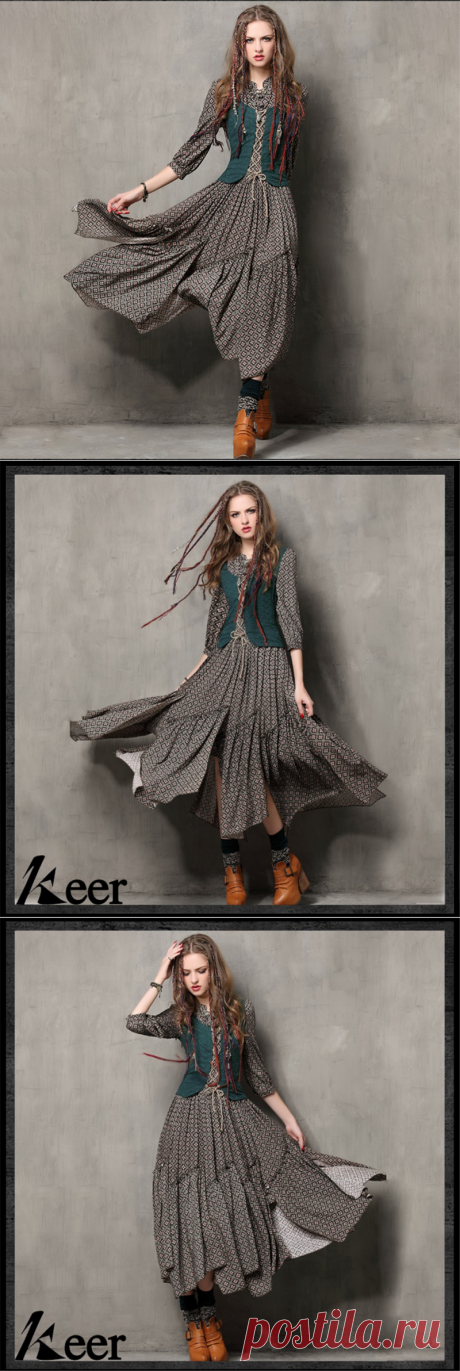 Осень Туника Vestidos Старинные Мандарин Воротник Хлопок Платье Половина Рукава A Line Три Четверти Рукава Макси Женщины Вышивка Платья купить на AliExpress