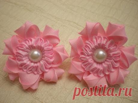 Красивый Цветок- Резинка для волос. Новый лепесток Канзаши./ Flower. /Kanzashi./ DIY. /Tutorial
