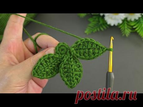 Even those who don't know how to knit can do this.Crochet  Easy Leaf Flower for Beginners 🥰🧶🧶🧶