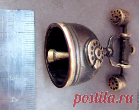 Купить Телефон колокольчик статуэтка миниатюра сувенир коллекционный бронза в интернет магазине на Ярмарке Мастеров