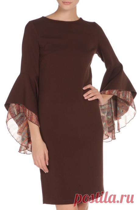 Прилегающее платье с застежкой на молнию Adzhedo Бренд: Adzhedo. Артикул: 41331. Цвет: коричневый, терракотовый. Состав: 85% полиэстер, 15% хлопок. Описание: Платье прилегающего силуэта выполнено из ткани. Эффектные рукава создают романтический образ. Изделия с застежкой молния сбоку.. Сезон: всесезон. Параметры изделия: для размера xs/42- обхват груди - 84 см, обхват талии -  64 см, обхват бедер -  90 см ; для размера s/44- обхват груди - 88 см, обхват талии -  68 см, обх...