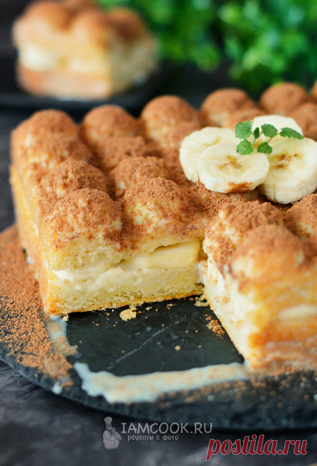 Бисквитный торт со сгущенкой и бананами — рецепт с фото пошагово