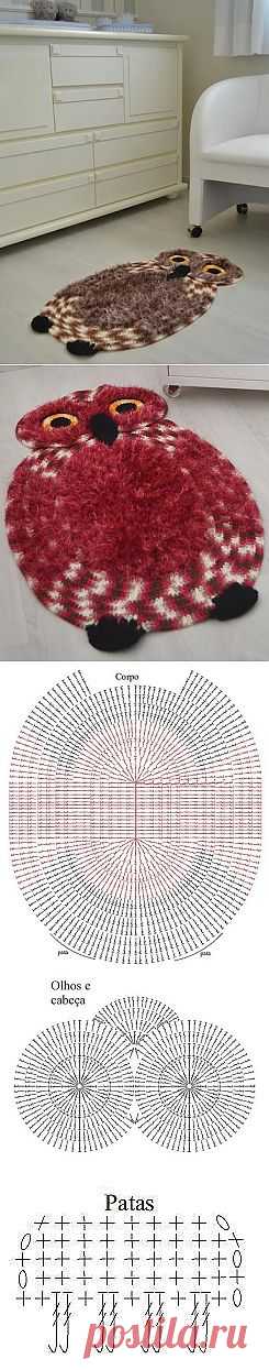 Коврик "Сова". Вязание крючком | Умелые ручки