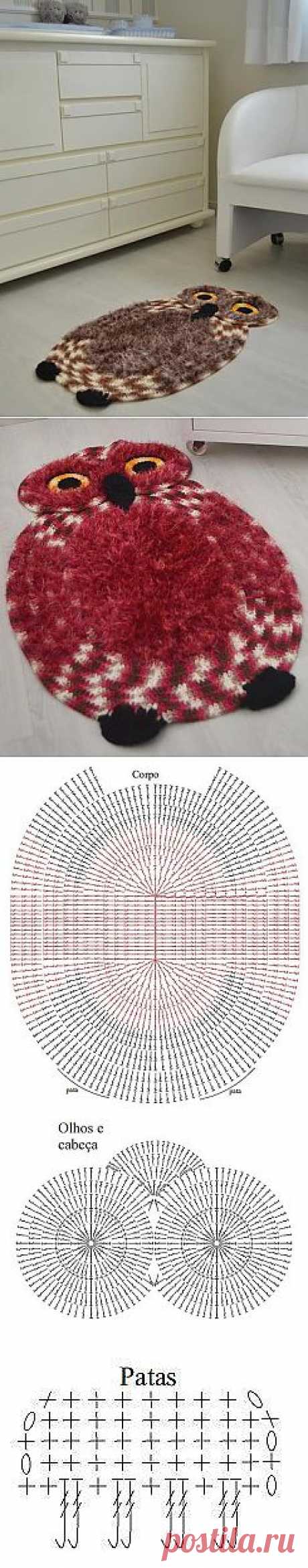 Коврик &quot;Сова&quot;. Вязание крючком | Умелые ручки