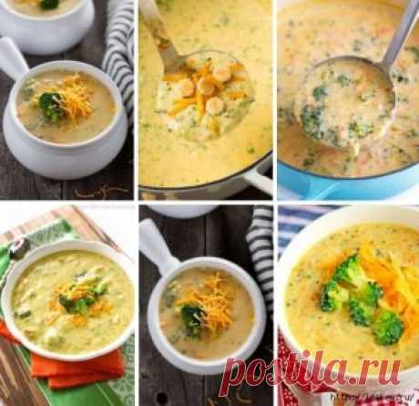 Сырный суп с шампиньонами и брокколи