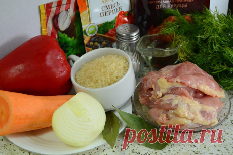 Рассыпчатый рис с курицей и овощами на сковороде: рецепт с фото пошагово