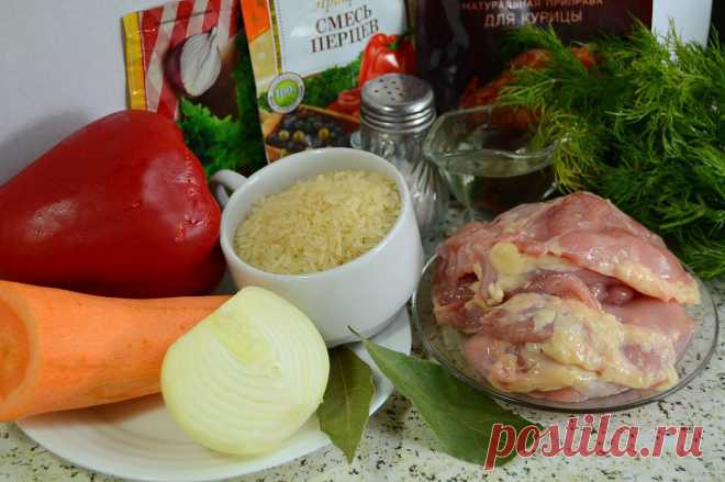 Рассыпчатый рис с курицей и овощами на сковороде: рецепт с фото пошагово