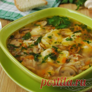 Гречневый суп с грибами и клецками
