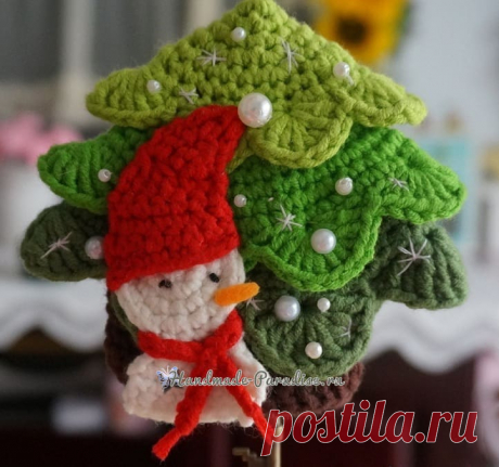 Подвеска крючком «Елочка и снеговик» - Handmade-Paradise
