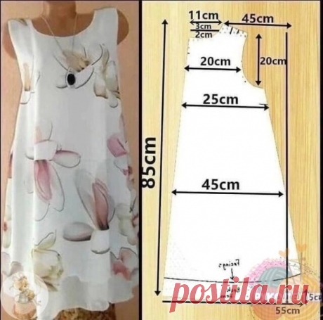 Пока ещё осталось немного лета, ловите схему летнего платья с выкройкой