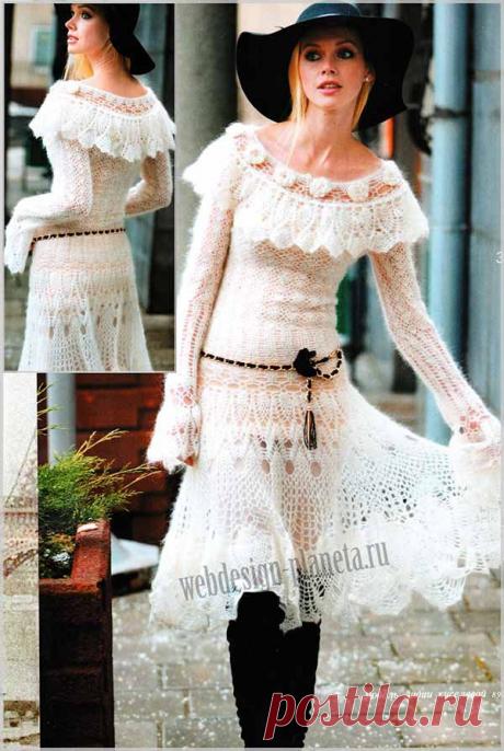 Белое ажурное крючком с воланами | Вязание спицами, вязание крючком | Мир увлечений современной женщины.