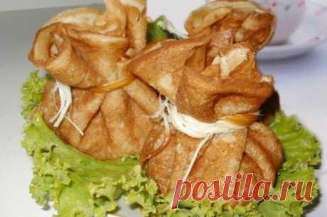 Блинные мешочки с начинкой