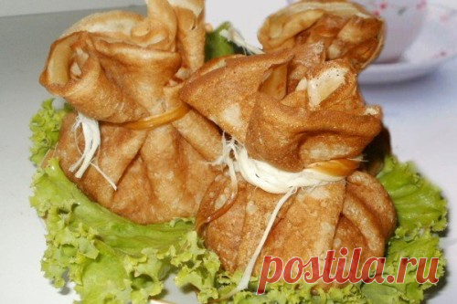 Блинные мешочки с начинкой