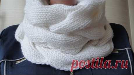 Снуд спицами в один оборот двухсторонним узором. Knitting pattern LIC
