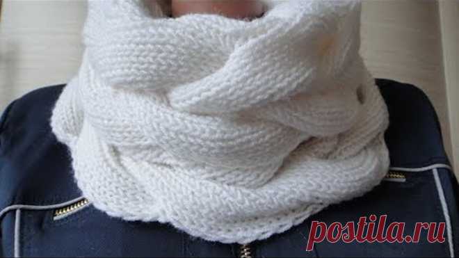 Снуд спицами в один оборот двухсторонним узором. Knitting pattern LIC
