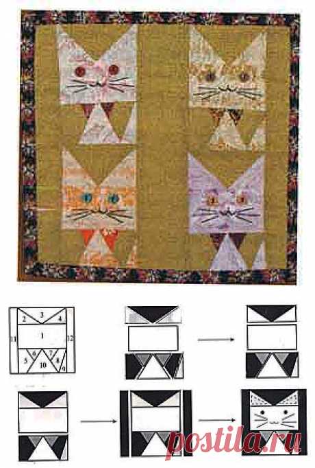 Озорные лоскутки - сайт о Kroykirе и лоскутному шитью - Узор «Котенок»
