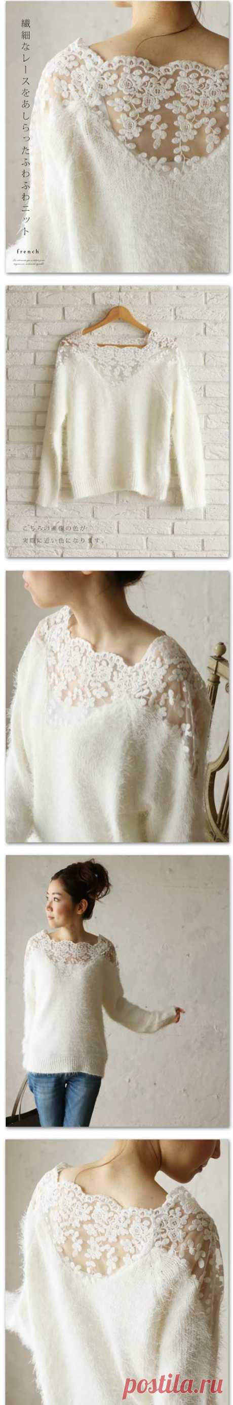【楽天市場】◇◇【再入荷♪12/27 12時&20時】（ホワイト）（S~L/2L~3L対応）繊細なレースをあしらったふわふわニットトップス：cawaii