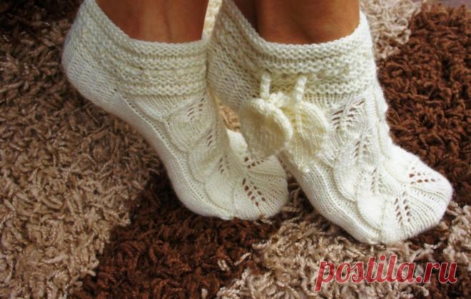 Вяжем ажурные тапочки 