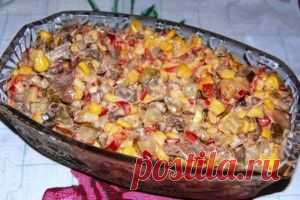 Салат с грибами и кукурузой