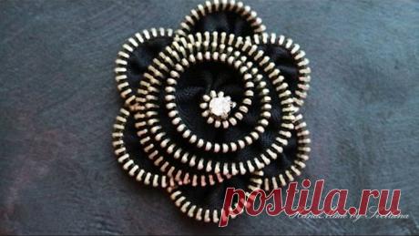 Цветок из молнии Мастер класс DIY Flower from a fastener of a lightning