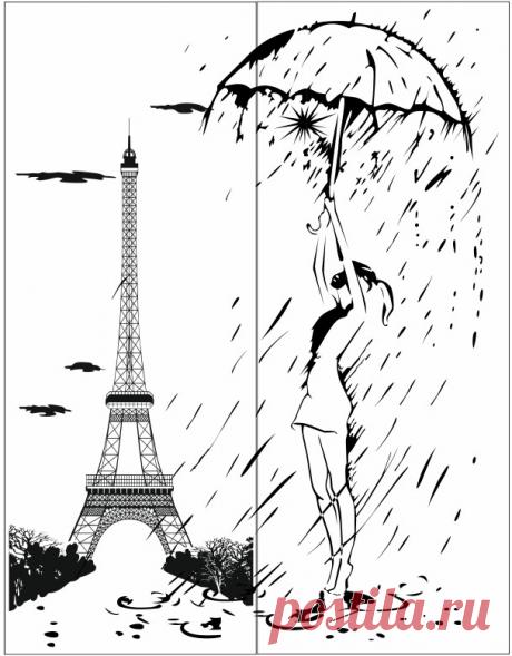Пескоструйный рисунок девушка Париж 984 | Магазин цифровых товаров