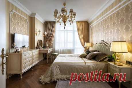 Спальня с золотистым отливом