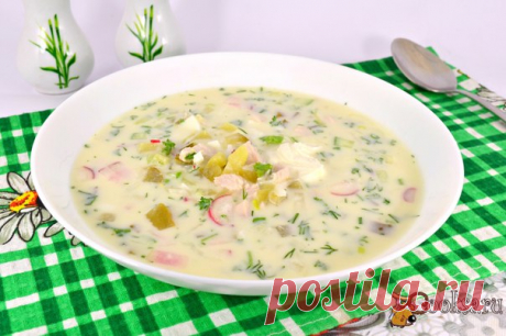 Окрошка с курицей и маринованными огурцами Окрошка с курицей и маринованными огурцами - отличное первое блюдо для вашего стола. Такую окрошку я готовила зимой, сейчас добавила свежий огурчик и редиску, весна....уже хочется свеженького. Окрошка очень вкусная и сытная, попробуйте!