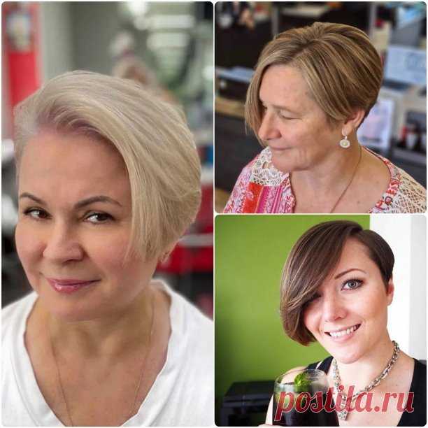 Асимметричные стрижки для женщин 50+. Вариант 2