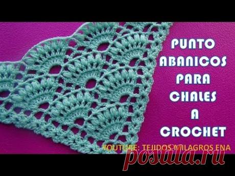 Punto para Chal triangular o en punta en Abanicos y garbanzos paso a paso